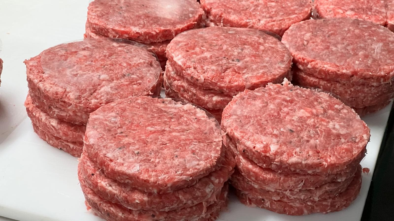 Freshly made farm beef burgers